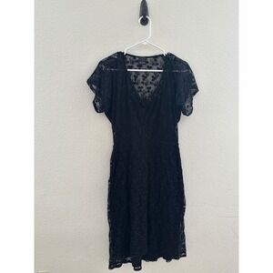 ella moss black lace dress ELLA MOSS Floral Lace Short Sleeve Black